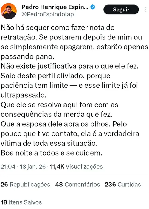 
					BBB 26: equipe de Pedro detona brother após assédio: 'Com raiva'
				
				