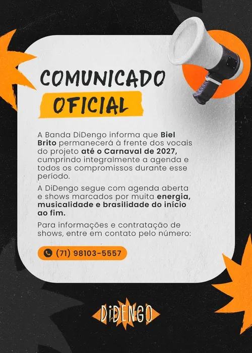 
					Banda de Biel Brito divulga data de saída após anúncio na Banda Eva
				
				