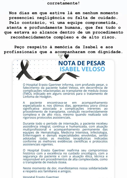 
					Irmã de Isabel Veloso contradiz pai e nega negligência de hospital
				
				