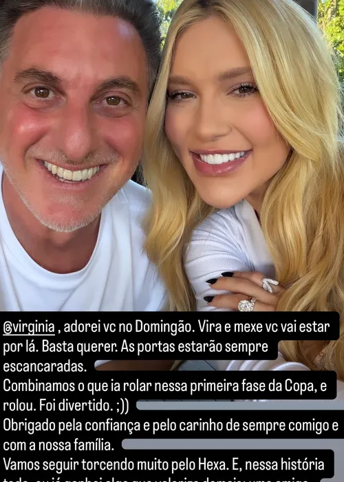 
					Luciano Huck se declara para Virginia após fim de quadro no 'Domingão'
				
				