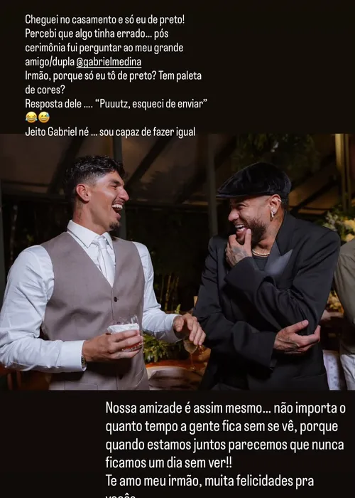 
					Neymar se pronuncia após gafe em casamento de Gabriel Medina
				
				
