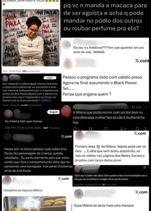 
					Tia Milena, do 'BBB 26', expõe enxurrada de ataques racistas na web
				
				