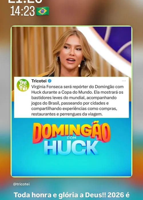 
					Virginia compartilha detalhes de quadro na Globo durante a Copa
				
				
