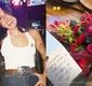 
                  Ana Castela recebe buquê de flores de admirador secreto: 'Não gosto'