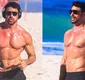 
                  Cauã Reymond corre sem camisa na praia e detalhe curioso chama atenção