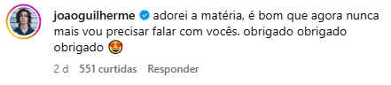 
					João Guilherme reage após entrar em lista de famosos sem carisma
				
				