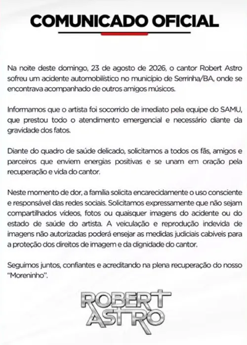 
					Cantor perde as pernas após ser prensado entre dois carros na Bahia
				
				