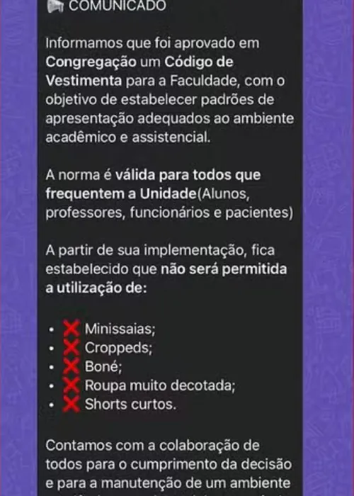 
					Novo código de vestimenta na Ufba gera polêmica entre estudantes
				
				