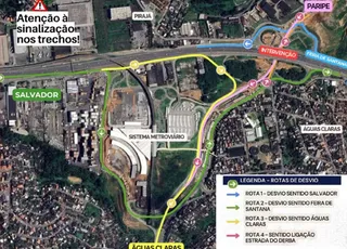 Obras do VLT vão interditar trecho da BR-324 por 11 noites em Salvador