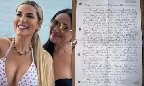 
					Deolane Bezerra faz desabafo em nova carta da prisão e mãe desaba: 'Não sei até quando vou suportar'; leia a carta na íntegra
				
				