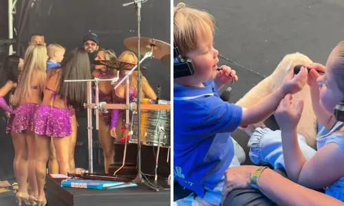
					Filhos de Virginia e Zé Felipe roubam a cena em show de Leonardo; veja
				
				