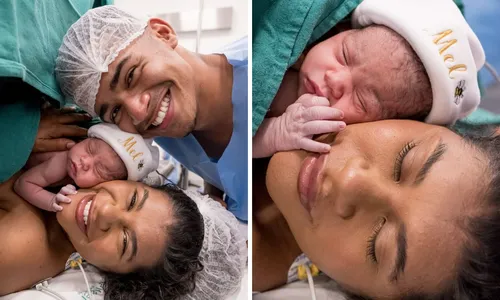 
					Sheuba e Tiago Souza mostram rosto da 1ª filha após parto induzido
				
				