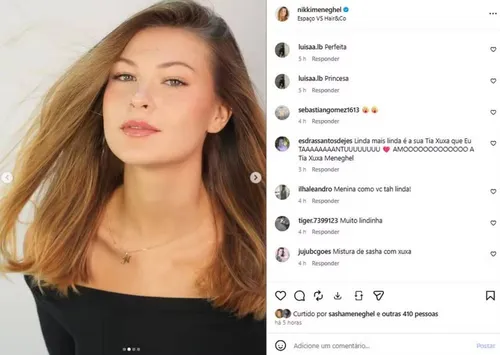
					Sobrinha de Xuxa, Nikki Meneghel surpreende com novo visual e web vê semelhança com a tia e a prima, Sasha
				
				