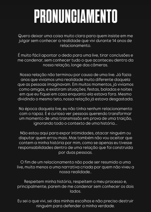 
					Ex de Neném, da dupla com Pepê, rebate cantora e expõe motivo do término: 'Não vou aceitar'
				
				