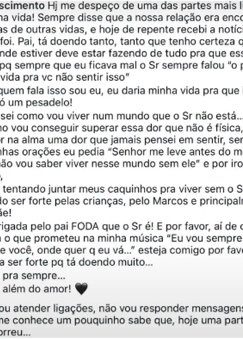 
					Filha de Rick se despede do pai e deixa recado: 'Encontro de almas'
				
				