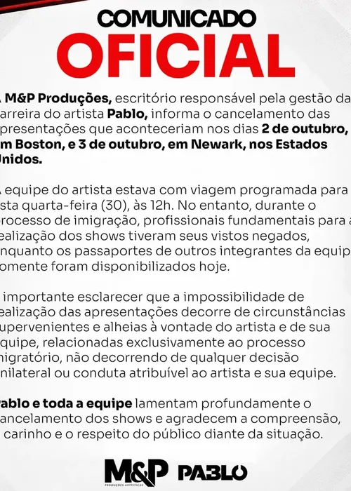 
					Pablo é acusado de calote de R$ 455 mil e se explica após cancelar shows nos EUA
				
				