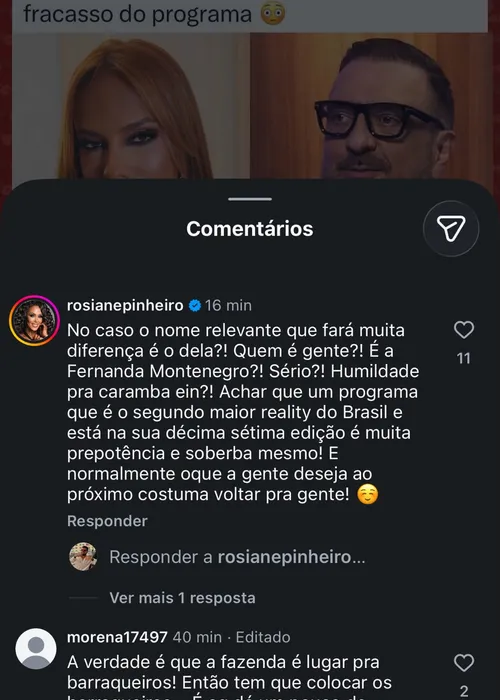 
					Rosiane Pinheiro solta o verbo após Cristal Félix detonar A Fazenda 18
				
				