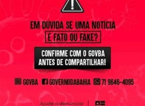Governo da Bahia cria canais para receber denúncias de fake news