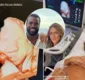
                  Rafael Zulu mostra ultrassom do filho e noiva se choca