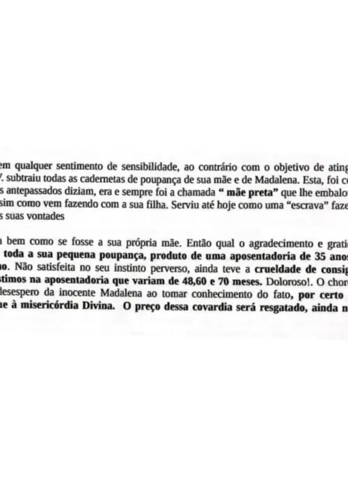 
				
					Ex-patrões de idosa que viralizou com relato de racismo acusam filha de golpe contra 'mãe preta' em carta
				
				