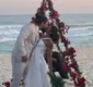 
                  Sheron Menezzes e Saulo Camelo celebram casamento em praia no Rio