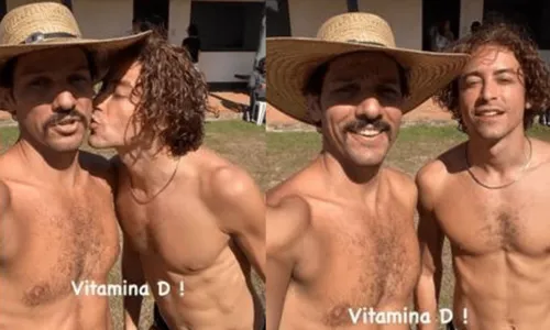 
				
					Descamisados, Jesuita Barbosa dá beijinho em Guito, ator de 'Tibério' no 'Pantanal'
				
				