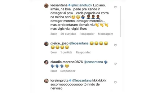 
				
					Léo Santana tem 'crise de ciúme' com apresentação de Lore e Xande de Pilares
				
				