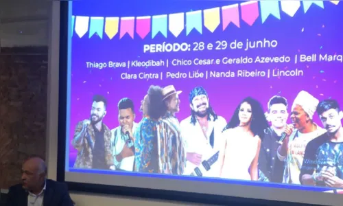 
				
					Prefeitura de Itaparica anuncia 'São Pedro' com Chico César, Geraldo Azevedo, Bell Marques e mais
				
				