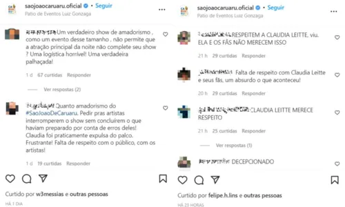 
				
					Fãs de Claudia Leitte pedem respeito após artista ser obrigada a deixar palco em Caruaru
				
				