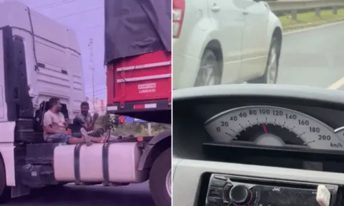 
				
					Vídeo: motorista é flagrado transportando dois homens em parte externa de carreta na Av. Paralela, em Salvador
				
				