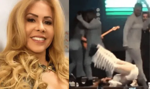 
				
					De volta aos palcos, Joelma sofre queda durante show na Bahia; veja vídeo
				
				