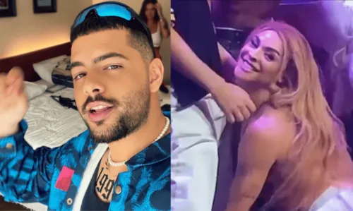 
				
					Pabllo Vittar morde 'mala' de Pedro Sampaio durante festa; veja vídeo
				
				