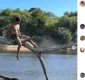 
                  De sunga, Guito, o Tibério de 'Pantanal' imita onça em árvore e arranca suspiros na web: 'Que homem'