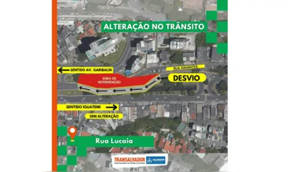 
		Rua Lucaia tem desvio de trânsito para realização de obras do BRT