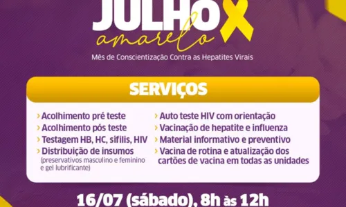 
				
					Lauro de Freitas tem Dia D contra hepatites virais no sábado; confira esquema
				
				