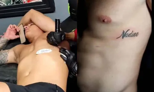 
				
					Tiago Ramos tatua nome da ex, mãe de Neymar, na costela: 'Opinião de quem não gosta não vale nada'
				
				