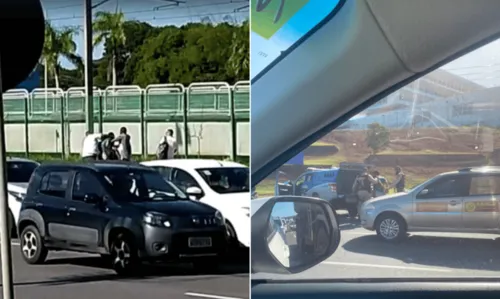 
				
					Suspeitos de tentativa de assalto a ônibus são contidos e agredidos por populares em Salvador; vídeo mostra socos
				
				