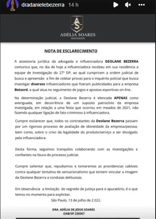 
				
					Deolane tem carros e joias apreendidos após operação policial; entenda caso
				
				