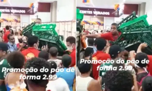 
				
					Vídeo: clientes fazem confusão em inauguração de supermercado por promoção de pão
				
				