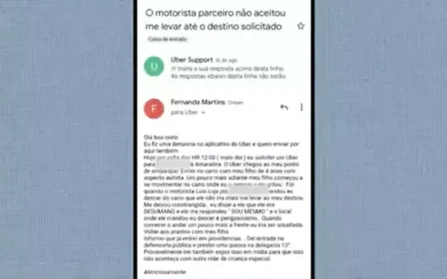 
				
					Mãe de criança com transtorno do espectro autista denuncia ter sido expulsa do carro por motorista de aplicativo após criança ficar agitada
				
				