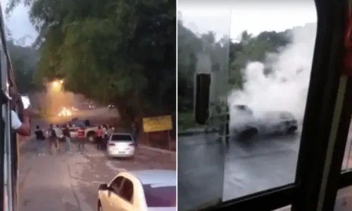 
				
					Vídeo: carro é destruído por incêndio na Estrada do Derba, em Salvador
				
				