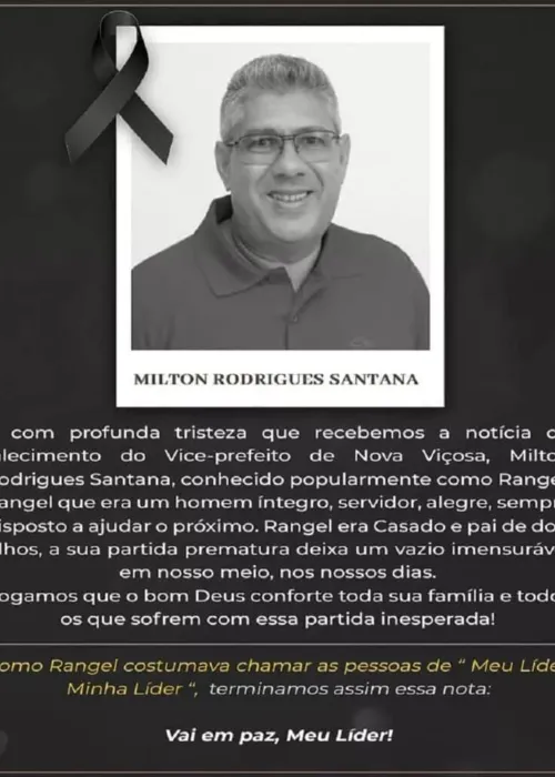 
				
					Vice-prefeito de Nova Viçosa morre após acidente de carro na Bahia
				
				