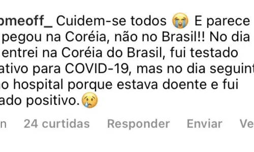 
				
					Coreano DropmeOff manda recado aos fãs brasileiros após testar positivo para Covid-19: ‘Cuidem-se todos’
				
				