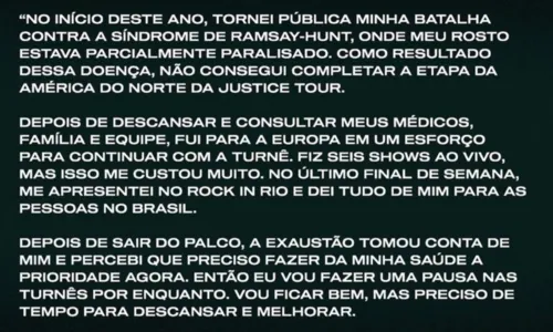 
				
					Após apresentação no Rock in Rio, Justin Bieber cancela turnê e shows em São Paulo
				
				