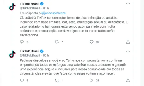 
				
					Humorista baiano João Pimenta é barrado em evento do TikTok: 'Seguro meu choro mais uma vez'
				
				
