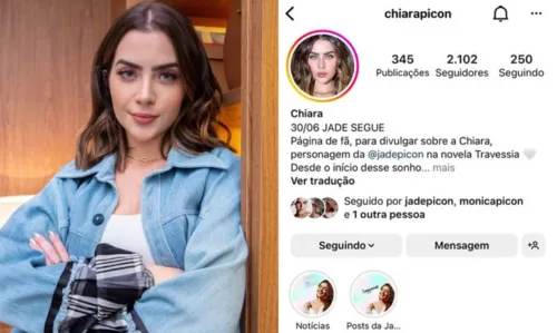 
				
					Jade Picon ganha perfil dedicado a Chiara, sua personagem em 'Travessia', e passa a segui-lo
				
				