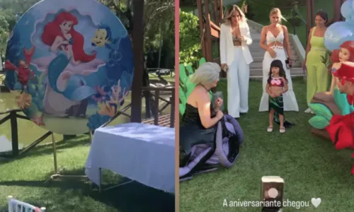 
				
					Maíra Cardi e Arthur Aguiar investem valor de casamento em festa de 4 anos da filha; cardápio do evento foi fitness
				
				
