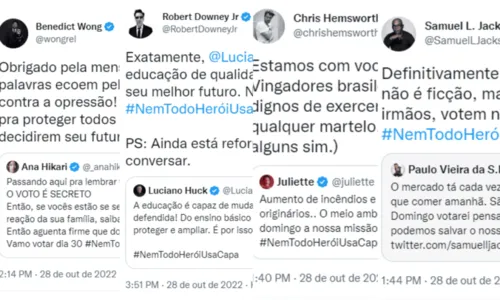 
				
					Juliette e atores de 'Vingadores' convocam brasileiros para irem às urnas no 2º turno das eleições
				
				