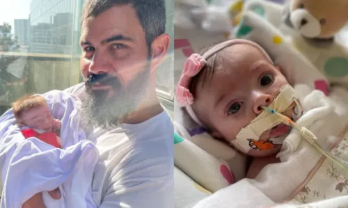 
				
					Aos 3 meses de vida, filha de Juliano Cazarré passará por novo procedimento cirúrgico
				
				