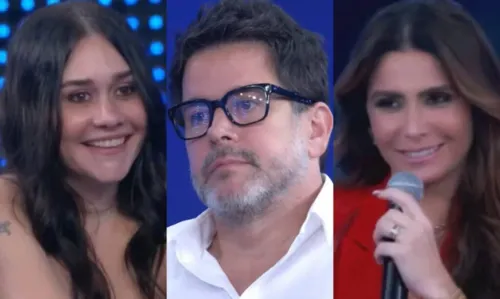 
				
					Murilo Benício reencontra ex-mulheres e vive torta de climão no 'Domingão'; assista
				
				